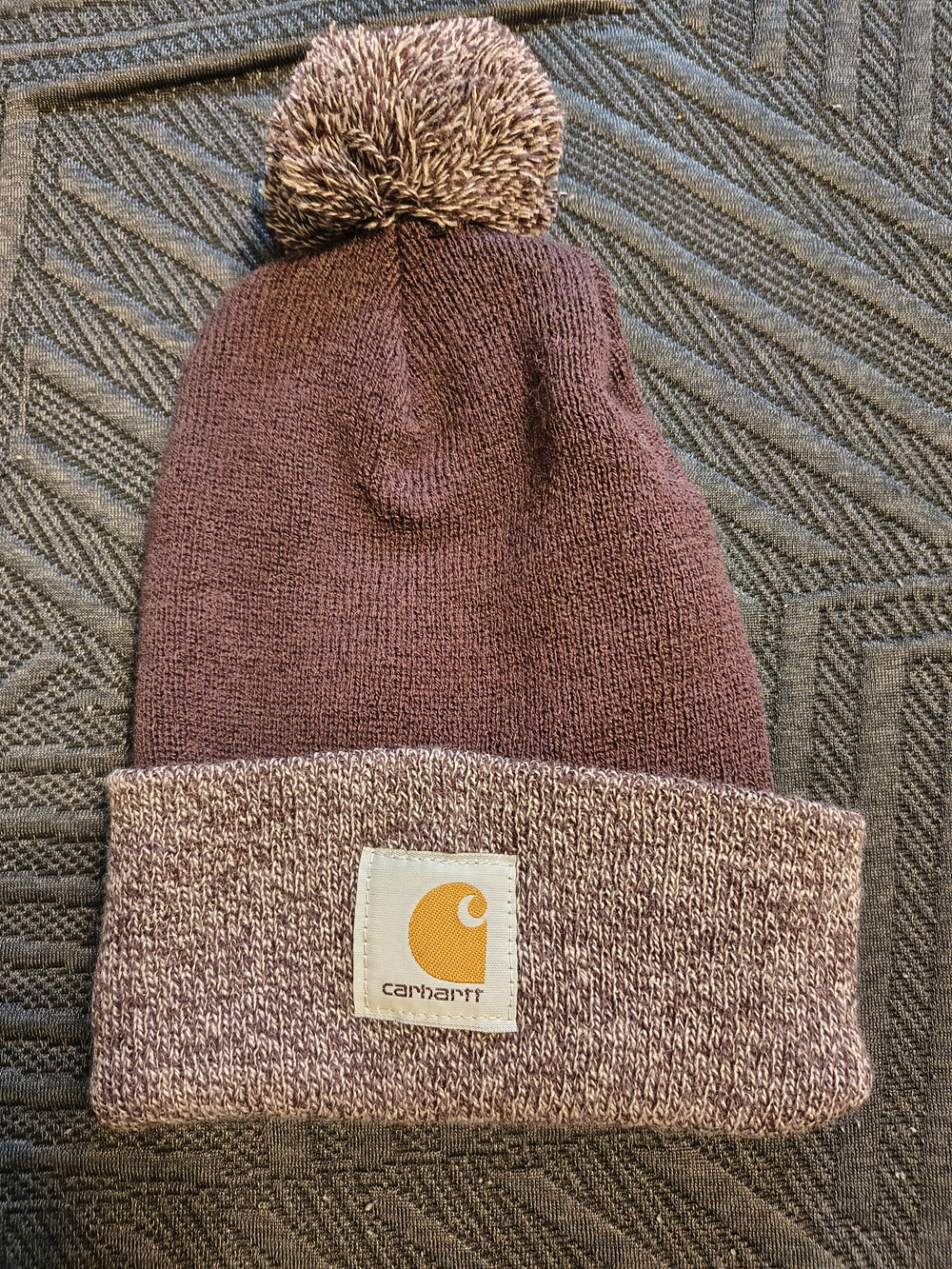Carhartt Two-Tone Mauve Knit Pom Beanie